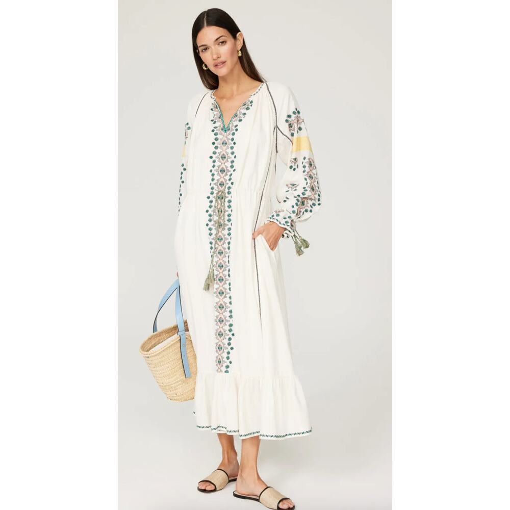 Scotch & Soda Embroidered Off White Maxi Dress